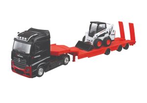 CAMION MERCEDES-BENZ ACTROS GIGASPACE 4x2 CAMA BAJA CON BOBCAT SKID-STEER 1:43