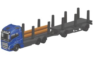 CAMION VOLVO FH16 CON REMOLQUE Y TRONCOS 1:64