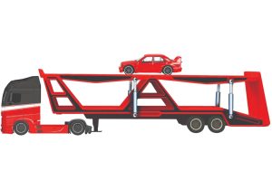 CAMION MERCEDES-BENZ ACTROS 1851 TRANSPORTE AUTOMOVILES CON MERCEDES-BENZ 190E 1:64